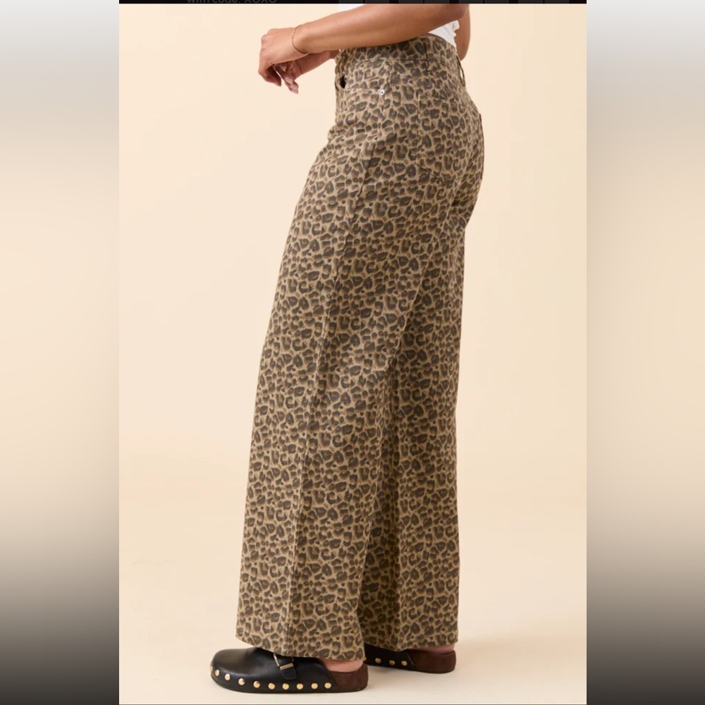 Pink Lily Wild Things Leopard Print Wide-Leg Pants